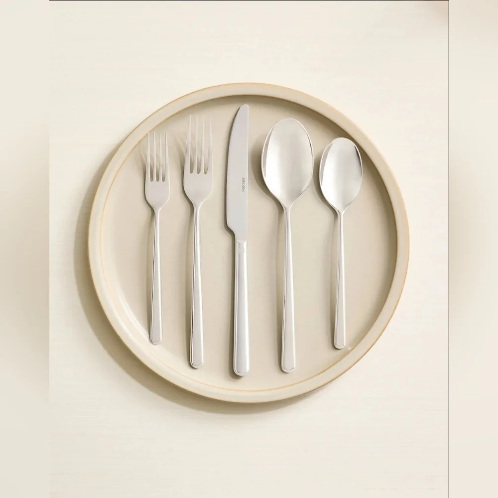 NEW! Quince- Sambonet Gia Minimalist 40 Piece Stainless Steel Flatware Set! (7)_3